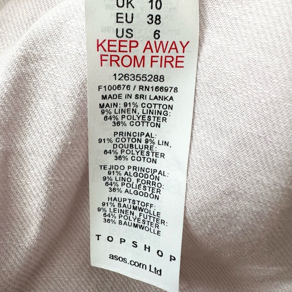 NWT Topshop Linen Blend Longline Shorts in Lilac Size 6 - Picture 9 of 11